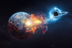 Black hole destroying Earth